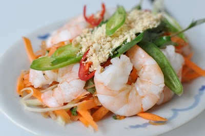 Prawn Salad With Carrot, Mango, Banana Blossom & Hot Mint (Gio) — Uyen Luu